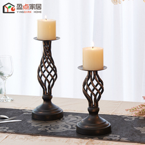Retro candlestick decoration European-American country hollow candlestick Wedding candlelight dinner props table decoration