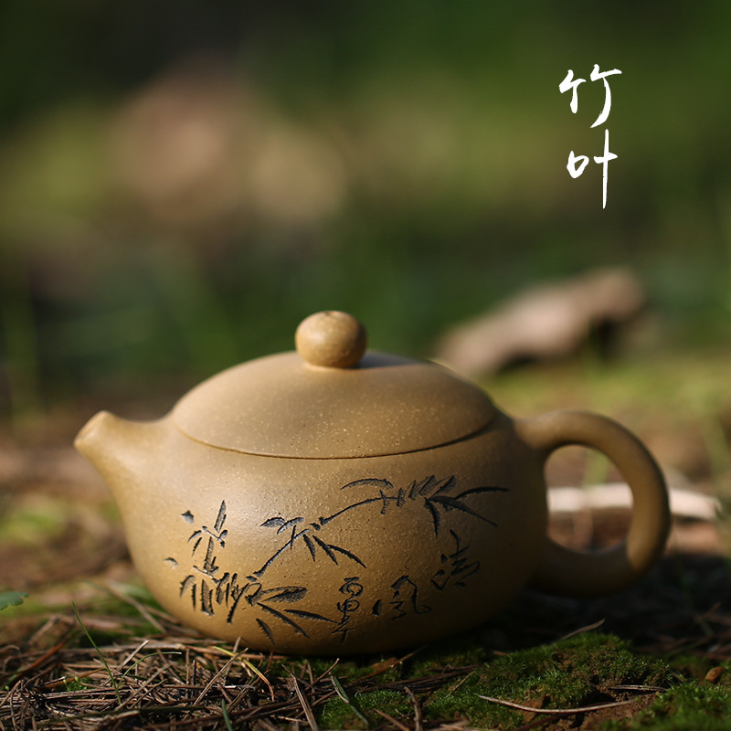 Yixing xi shi it tea black clay pot Jin Gangsha zhu bian xi shi in mud all hand pot teapot kung fu
