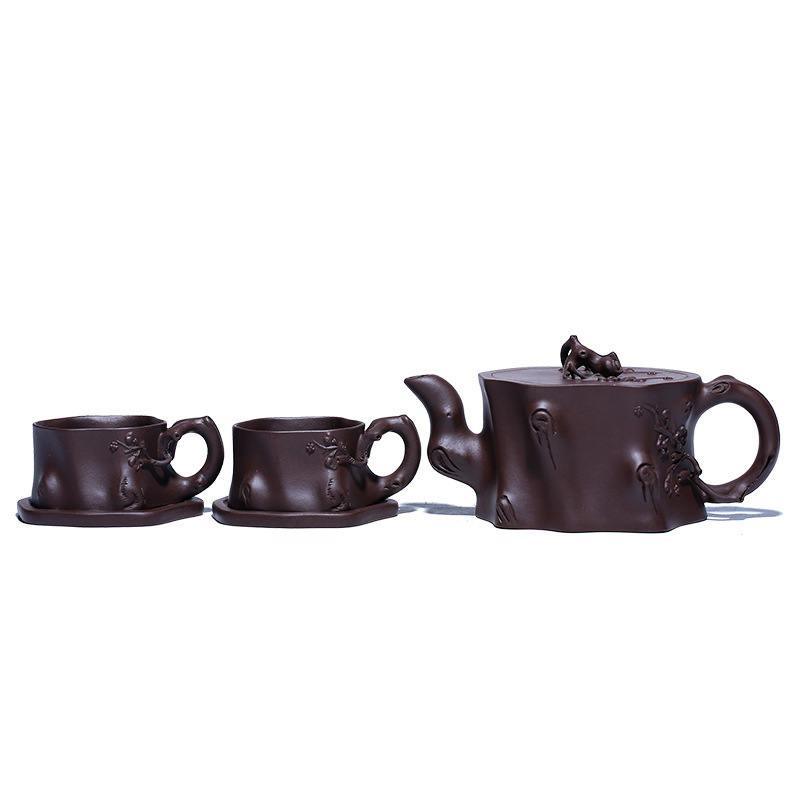 Purple sand tea set yixing manual it a flower pot goods may running the ore old Purple clay teapot teacup