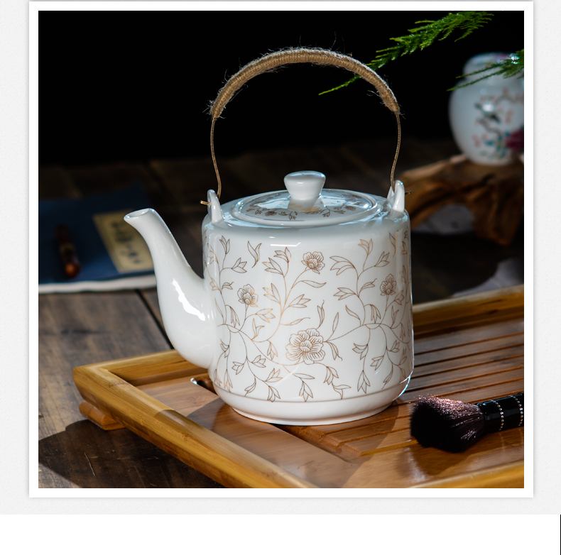 Ceramic teapot single pot of household cool cold KaiShuiHu high - capacity kettle CiHu big pot of porcelain teapot big kettle