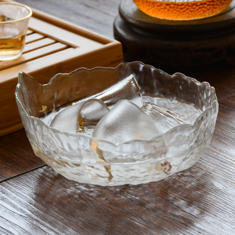 Tea washing household set Large glass transparent Jian light water bowl cup washing tea set accessories Tea washing tank Japanese retro