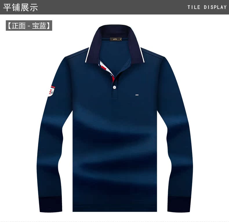 Áo sơ mi nam dài tay AFQ giản dị áo thun dài tay màu sắc kinh doanh Áo sơ mi POLO trung niên rộng rãi có cổ áo sơ mi ao thun nam