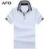 AFQ của nam giới kinh doanh trung niên mercerized bông ve áo ngắn tay t-shirt để tăng chất béo lỏng rắn màu nửa tay polo áo sơ mi