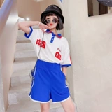 Спортивный костюм для мальчиков, детская форма, футболка, комплект, популярно в интернете, короткий рукав