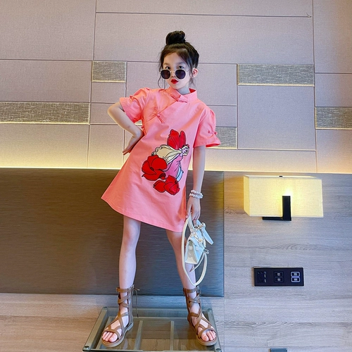 Летнее ципао, юбка, детская летняя одежда, популярно в интернете, в западном стиле, детская одежда, китайский стиль