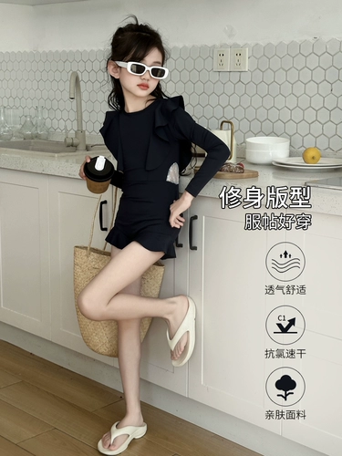 Купальник, детский летний быстросохнущий лонгслив, подходит для подростков, изысканный стиль