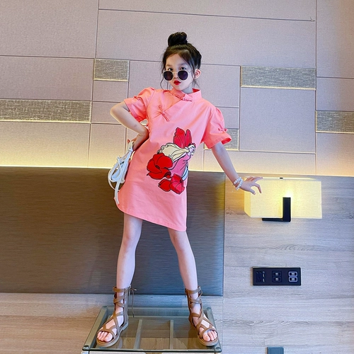 Летнее ципао, юбка, детская летняя одежда, популярно в интернете, в западном стиле, детская одежда, китайский стиль