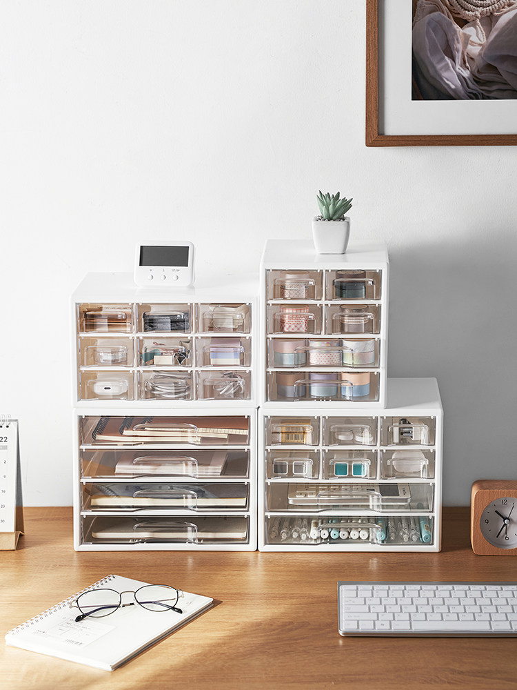 White elegant drawer desktop container debris jewelry office stationery packaging box locker Japanese style