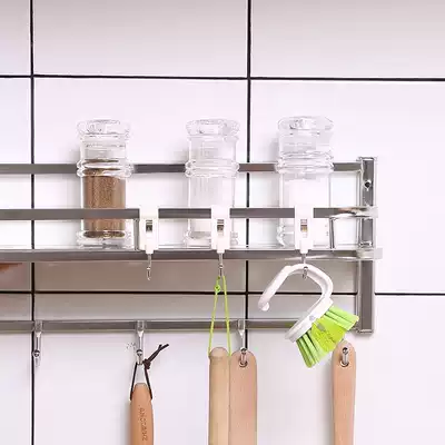 Rice wood hanging clip adhesive hook double head available multi-function clip kitchen hanging rod without distortion add adhesive hook 3 pieces