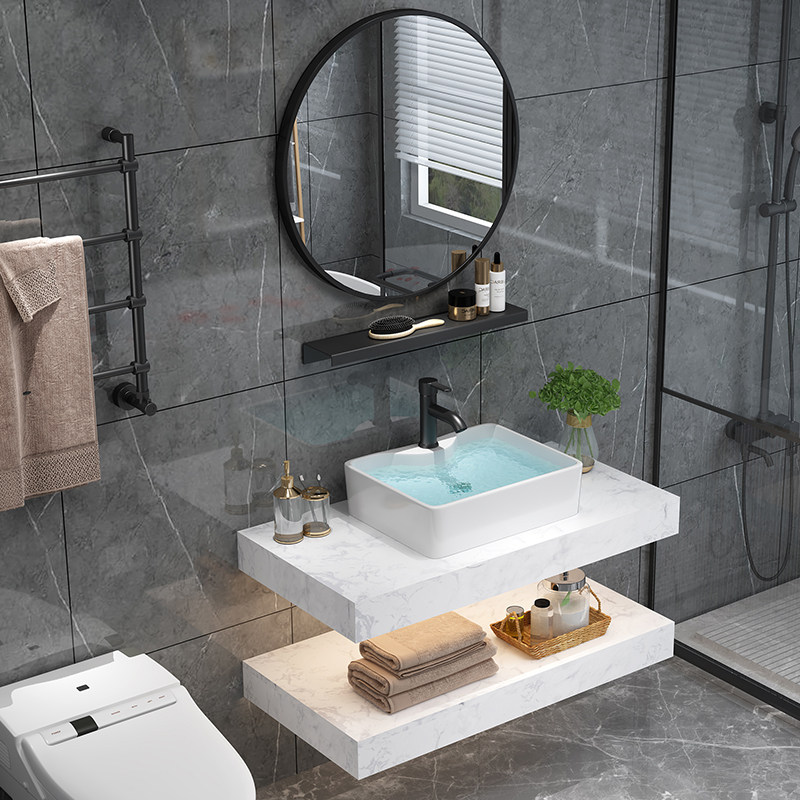 Marble washbasin cabinet combination washstand home bathroom basin small apartment wall-mounted washbasin basin