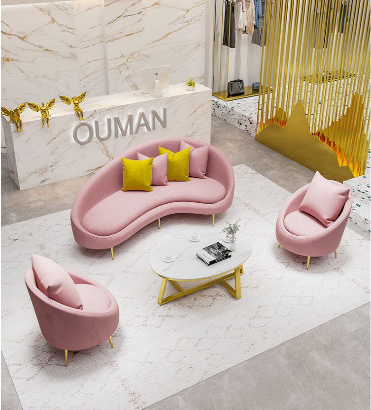 Arc sofa minimalist living-room office sofa Creativity Semicircular Sofa tea table Composition Sample House Display Center Negotiate Sofa