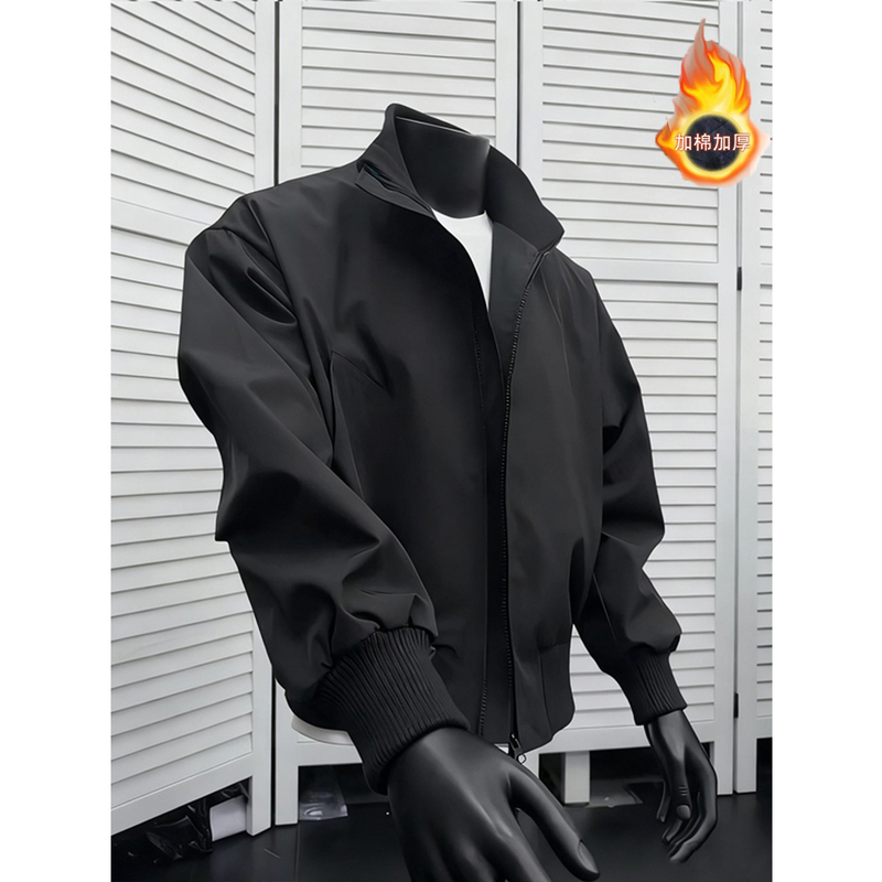 Cleanfit Black Short Workwear Jacket Men's down Jacket Stand Collar Baseball Jacket Bomber Pilot Jacket