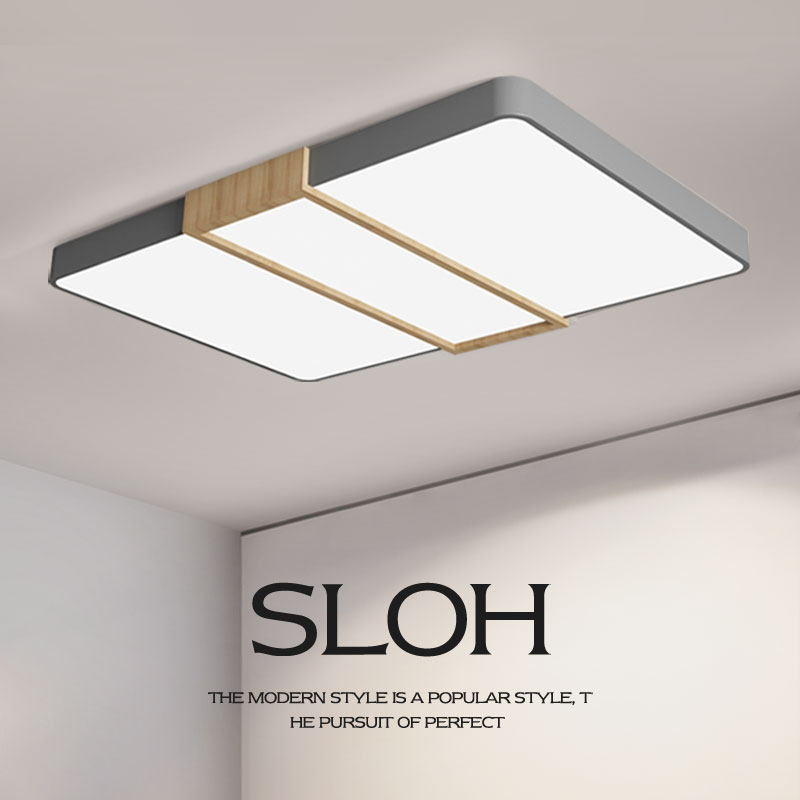 Nordic living room ceiling lamp rectangular modern simple atmosphere Macaroon LED lamp dining room household bedroom lamps