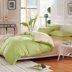 Bộ đồ giường khách sạn màu tinh khiết của bộ bốn bông cotton loại đơn giản màu B & B khách sạn vải lanh bộ chăn ga gối cotton Bộ đồ giường bốn mảnh