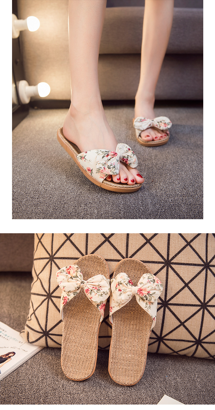 Linen dép nữ mùa hè năm 2018 nhà mới trong nhà non-slip mùa hè nhà mềm văn phòng dưới dép hộ gia đình