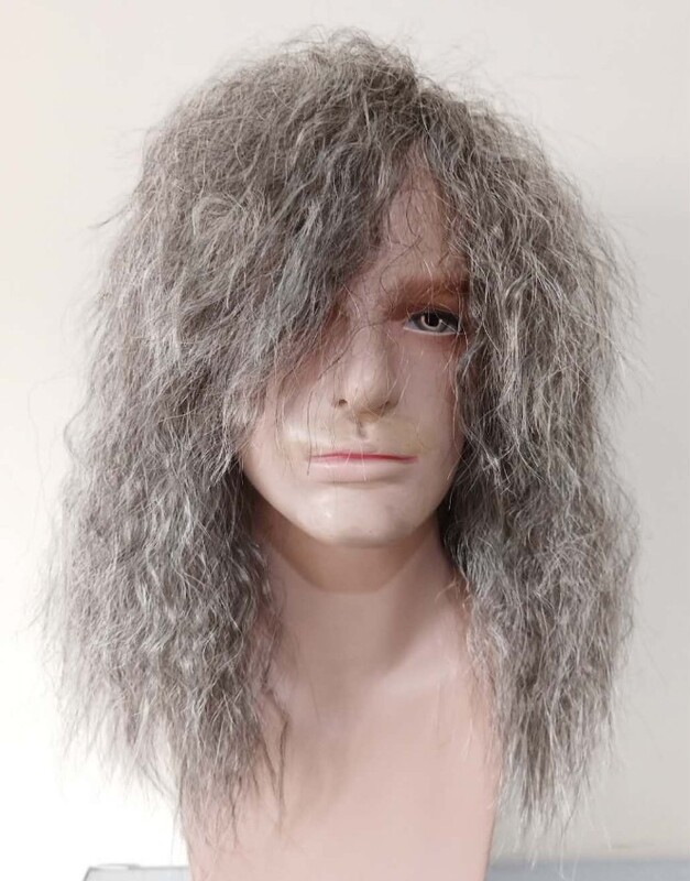 Beggar Wig, Fluffy Long Curly Hair for Men and Women, Wanderer, Elderly White Hair, Performance Madman Wig, Prisoner