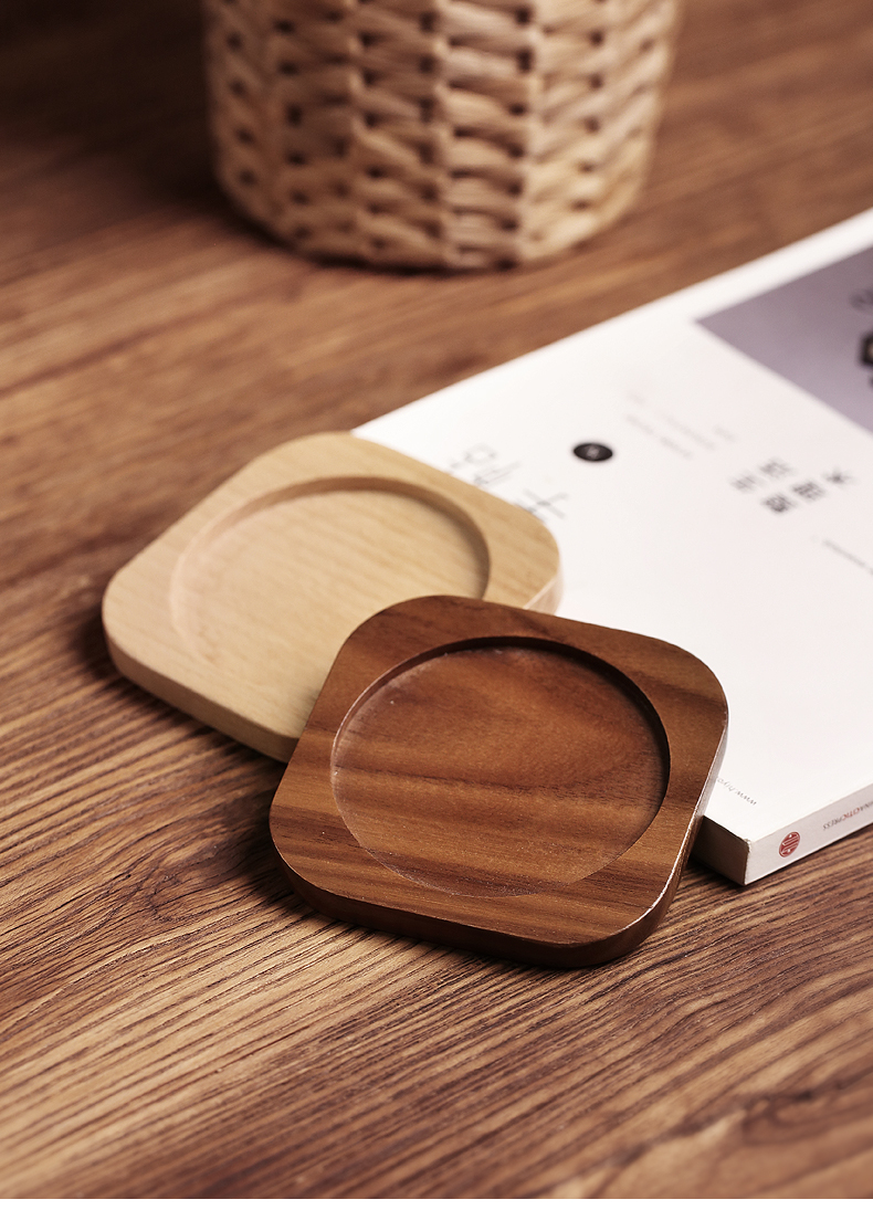 Gỗ óc chó đen gỗ rắn coaster cách nhiệt pad đặt tách cà phê pad nước cốc hỗ trợ nhiệt pad hộ gia đình mat phụ kiện - Tách bình uống nước bbox