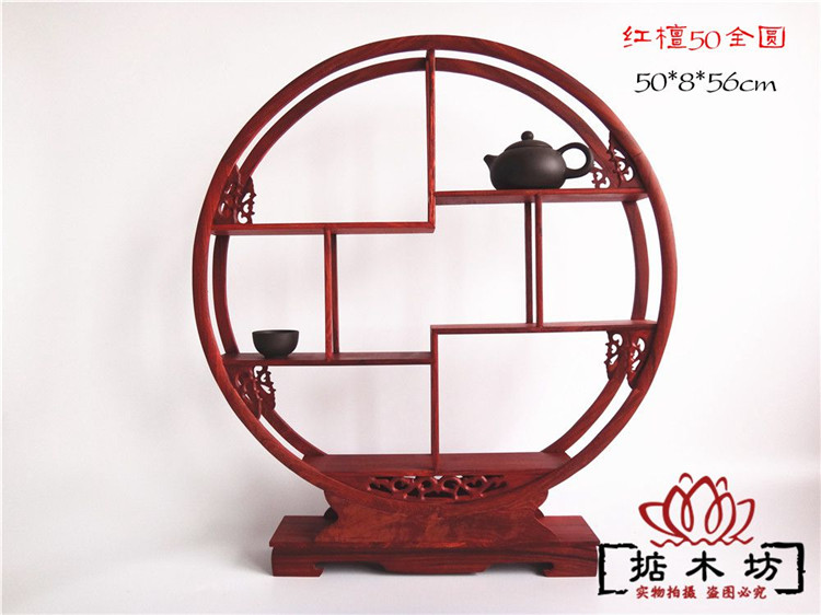 Gỗ đàn hương đỏ chạm trổ Trung Quốc nhiều ấm trà khung đá lạ bình cơ sở nhỏ Bo cổ rắn gỗ cổ trang trí khung - Kệ kệ gỗ góc tường