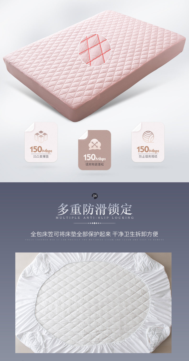 Nệm không thấm nước Khăn trải giường đơn Simmons bảo vệ nệm bọc dày chăn bông phủ bụi bao gồm tất cả 	ga chun trải giường 2mx2m2	