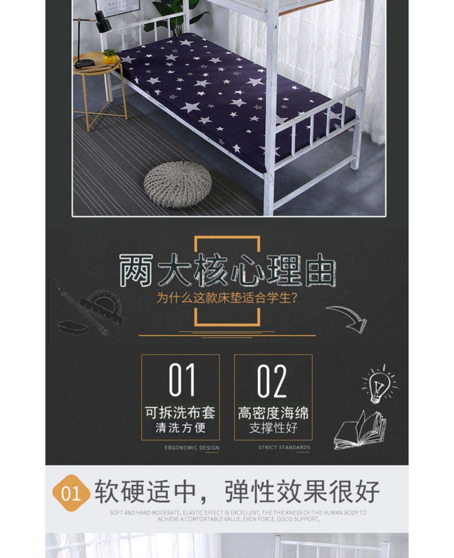 Removable và rửa bọt nệm đơn 1.0m 0,9 0,8 ký túc xá sinh viên 1 2 hai mét hit năm phòng ngủ mặt đất pad sàn ngủ - Nệm nệm nước cho bé