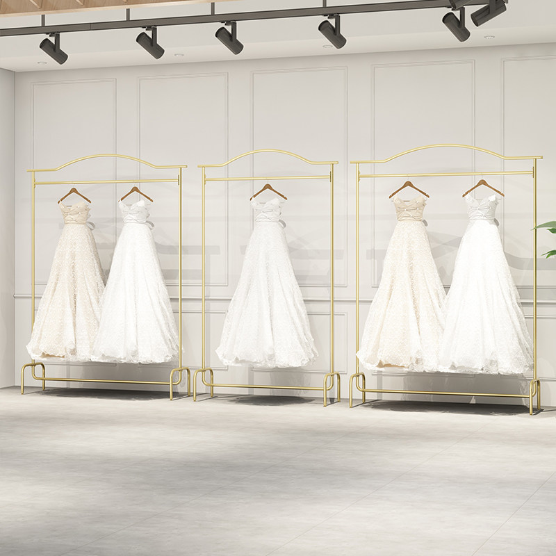 Wedding Dress Shop Special Display Rack Qipao Display Rack Suit Dress Hanging Hanger Ground Style Golden Wedding Dress Shelf