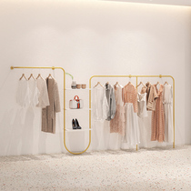 Clothing Store Display Rack Upper Wall Floor Gold Clothes Shelf Clothing Store Clothing Store Shelf Clothes Hanger Display Racks
