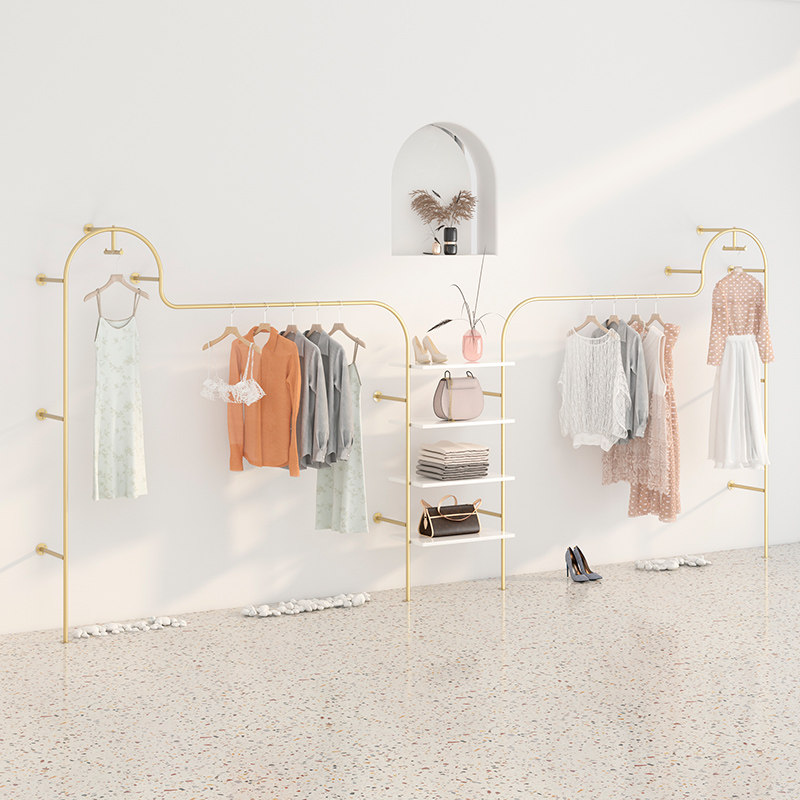 Clothing store display rack on the wall display rack women's clothing store shelf display rack floor-to-ceiling hanger children's clothing store dedicated