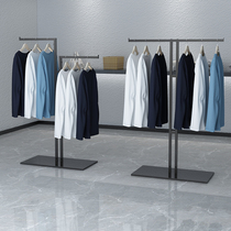 Clothing store display rack Zhongdao clothes bar display table mens clothing store black simple Nakajima rack running water table hanger