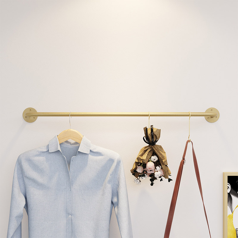 Women's Clothing Store Children's Clothing Shop Clothing Store Display Rack Upper Wall Positive Hanging Gold Wall-mounted Hanghanger Hooks Cross Rod