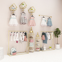 Childrens clothing store shelves floor-standing childrens clothing store display stand on the wall creative front side hanger custom display rack