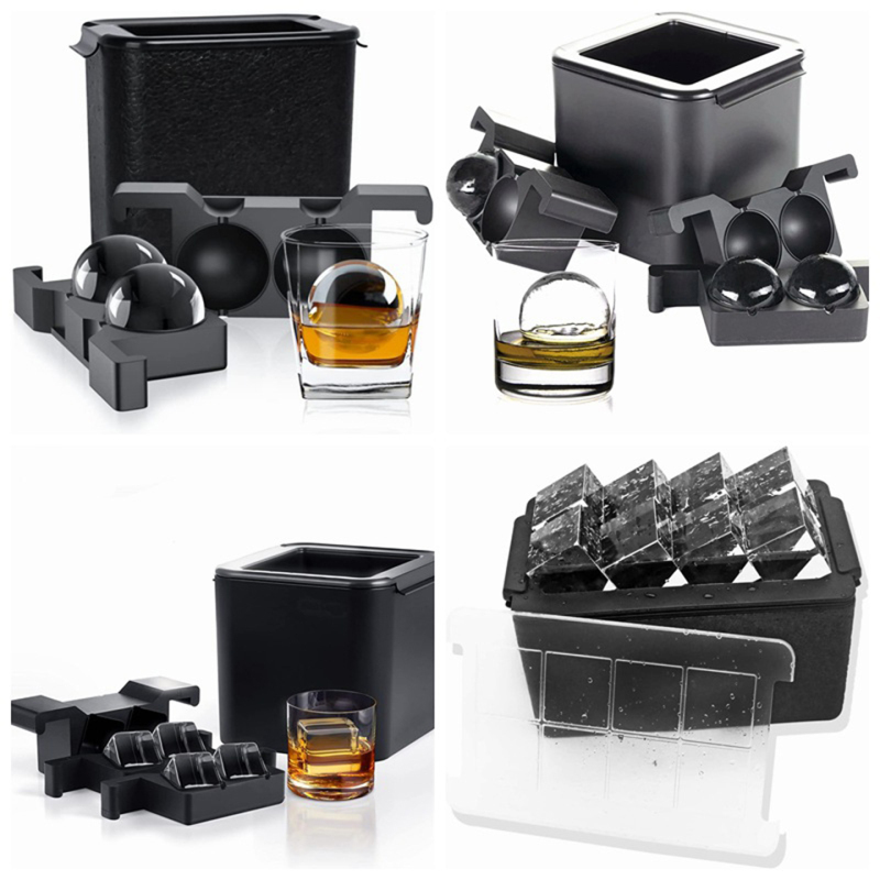 Highly Transparent Ice Ball, Bubble-Free Silicone Whiskey Ice Ball, Square Rhombus Ice Box, Bar Commercial Ice Cube Mold