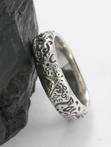 Couple ring niche original design Thai Silver Retro Eye of God Love Keepsake ring gift souvenir