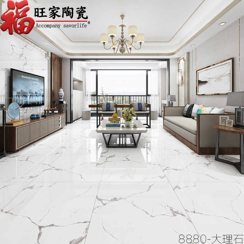 Nordic light extravagant jazz white floor tiles 800x800 Living room Bedroom Tiles tile Tongite floor tiles Anti-slip diamond