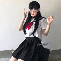 Girls will also roll their eyes: Orthodox jk Academy style two-color White three uniforms short-sleeved student summer suit