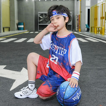 Childrens basketball uniforms boys sports short-sleeved quick-drying clothing James No. 23 jersey training uniforms for middle-aged and primary school students