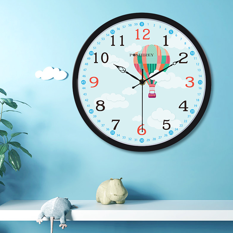 Children's bedroom mute wall clock Home living room Nordic fashion creative cartoon clock early education learning education education recognition watch