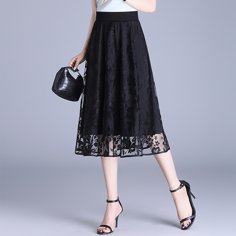 Shengyu Bamboo Women's Mulberry Silk Skirt Summer New Clearance Discount Real Silk Lace Slimming Short Skirt for Middle-Aged and Elderly Women