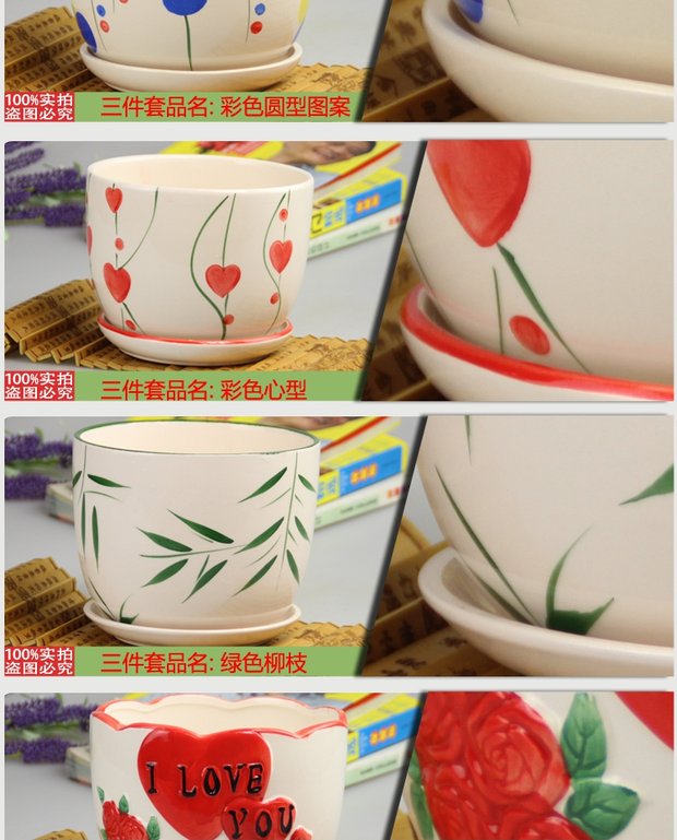 Bình gốm cực lớn Bình sứ màu trắng lọ có khay Jingdezhen kích cỡ đa dạng trong chậu - Vase / Bồn hoa & Kệ giỏ hoa treo ban công