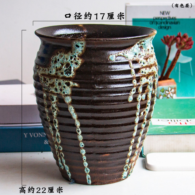 Extra large fleshy flowerpot coarse pottery meaty plant orchid rose to heavy ceramic POTS mage old running analyzes flowerpot