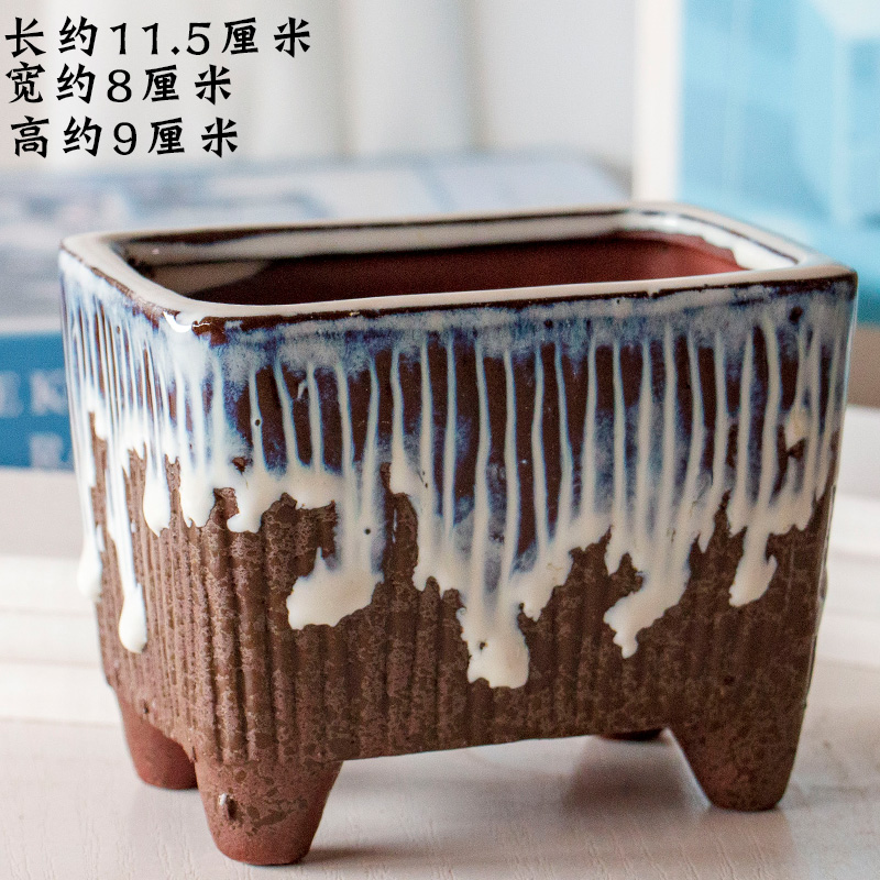 Meaty plant pot coarse pottery flowerpot is much meat, the plants large ceramic contracted creative move is a rectangle