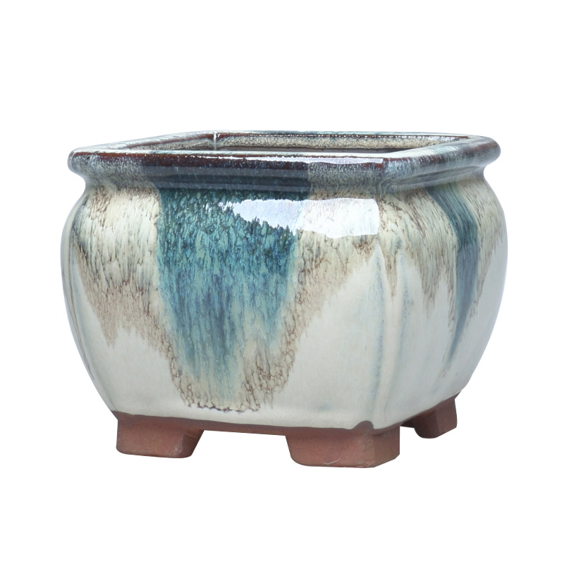 More coarse pottery flowerpot More meat the plants green plant ceramic contracted individuality creative waist drum square purple sand pot