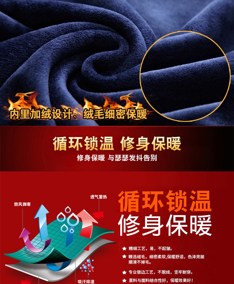 Áo thun nam tay dài trung niên Hengyuanxiang Áo len nam mùa đông cộng với áo len dày nhung áo len của cha trung niên áo phông dài tay