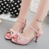 Mùa hè 2018 từ nữ mới với sandal miệng cá thoải mái hở ngón Phiên bản Hàn Quốc của gấu với giày cao gót nữ dép sục nữ Sandal