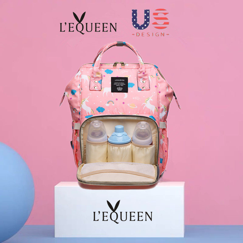 LEQUEEN Mummy Bag Large Capacity Maternal Bag Double Shoulder Mother Bag Multifunctional Maternal Travel Backpack