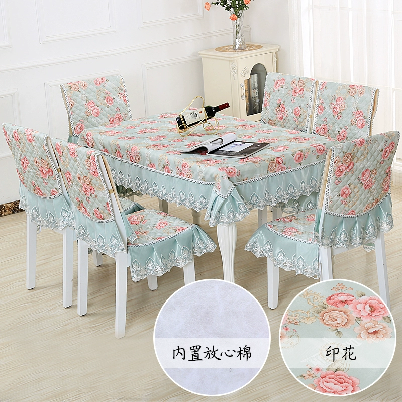 Bốn mùa đơn giản tại nhà châu Âu bàn ăn và ghế đệm ghế bao gồm ghế ăn đệm đặt không thấm nước bàn cà phê khăn trải bàn vải