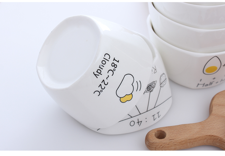 Bo view Nordic letters time creative household jobs breakfast bowl meal bowl 4.7 inch square to use household utensils