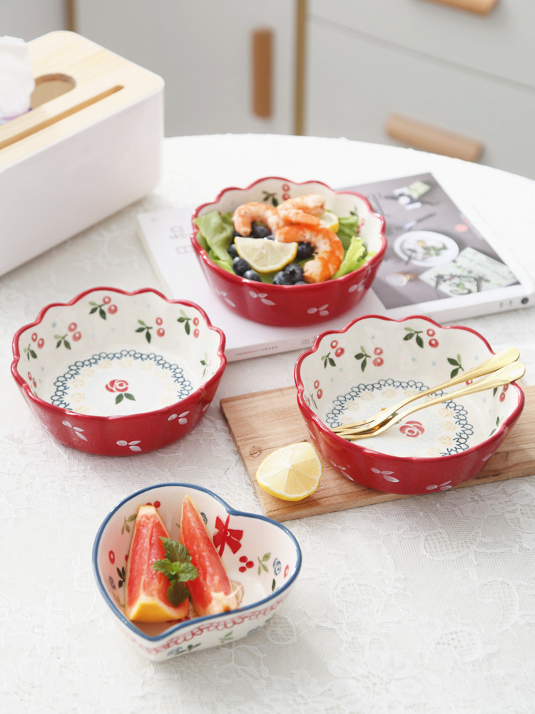 Bo view breakfast ceramic bowl cherry small bowl, lovely salad bowl eat fruit bowl creative household dessert bowl of bird 's nest