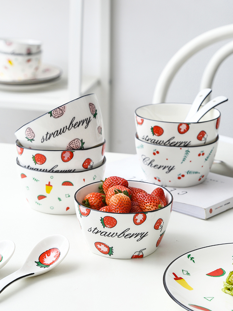Bo view Nordic network red fruit creative ceramic bowl of rice bowls small bowl dessert bowl of salad to eat bread and butter ice cream