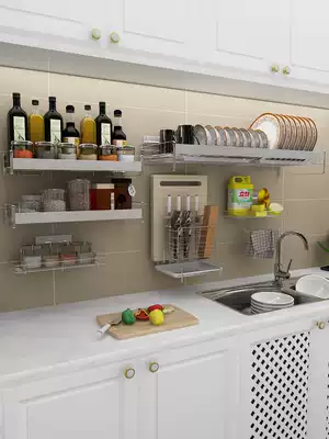 304 stainless steel bowl rack drain rack bowl Tray storage layer rack wall hanging non-perforated kitchen rack