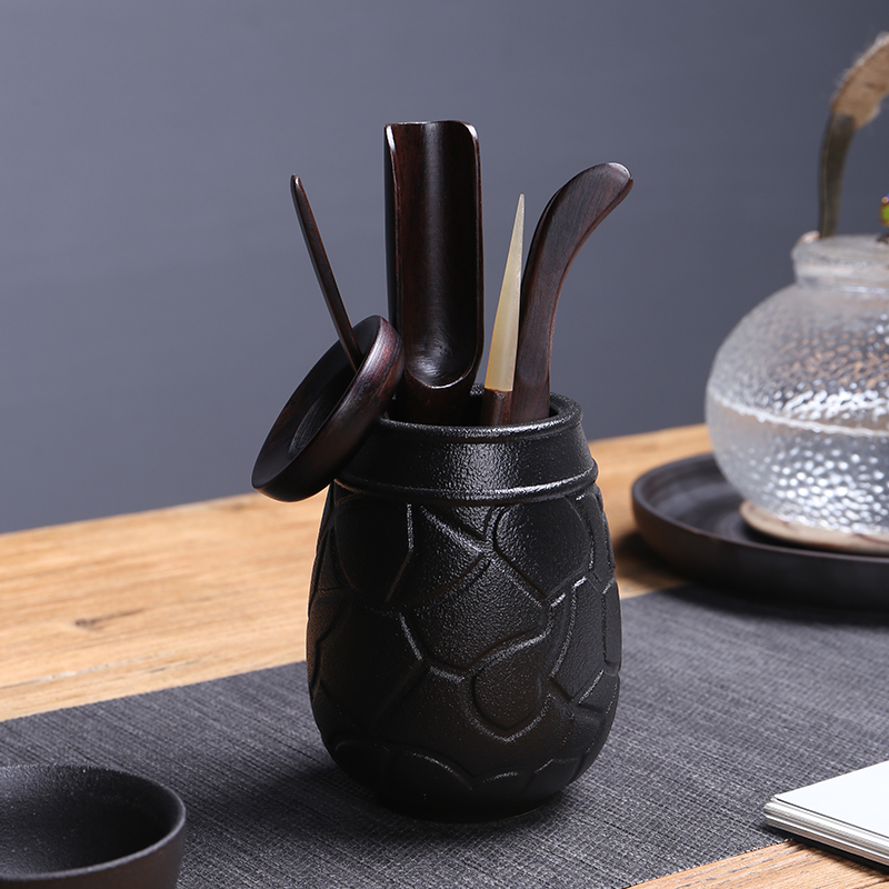 Dragon invertors ceramic accessories tea six gentleman 's suit ebony MuZhu kung fu tea tea art combination furnishing articles